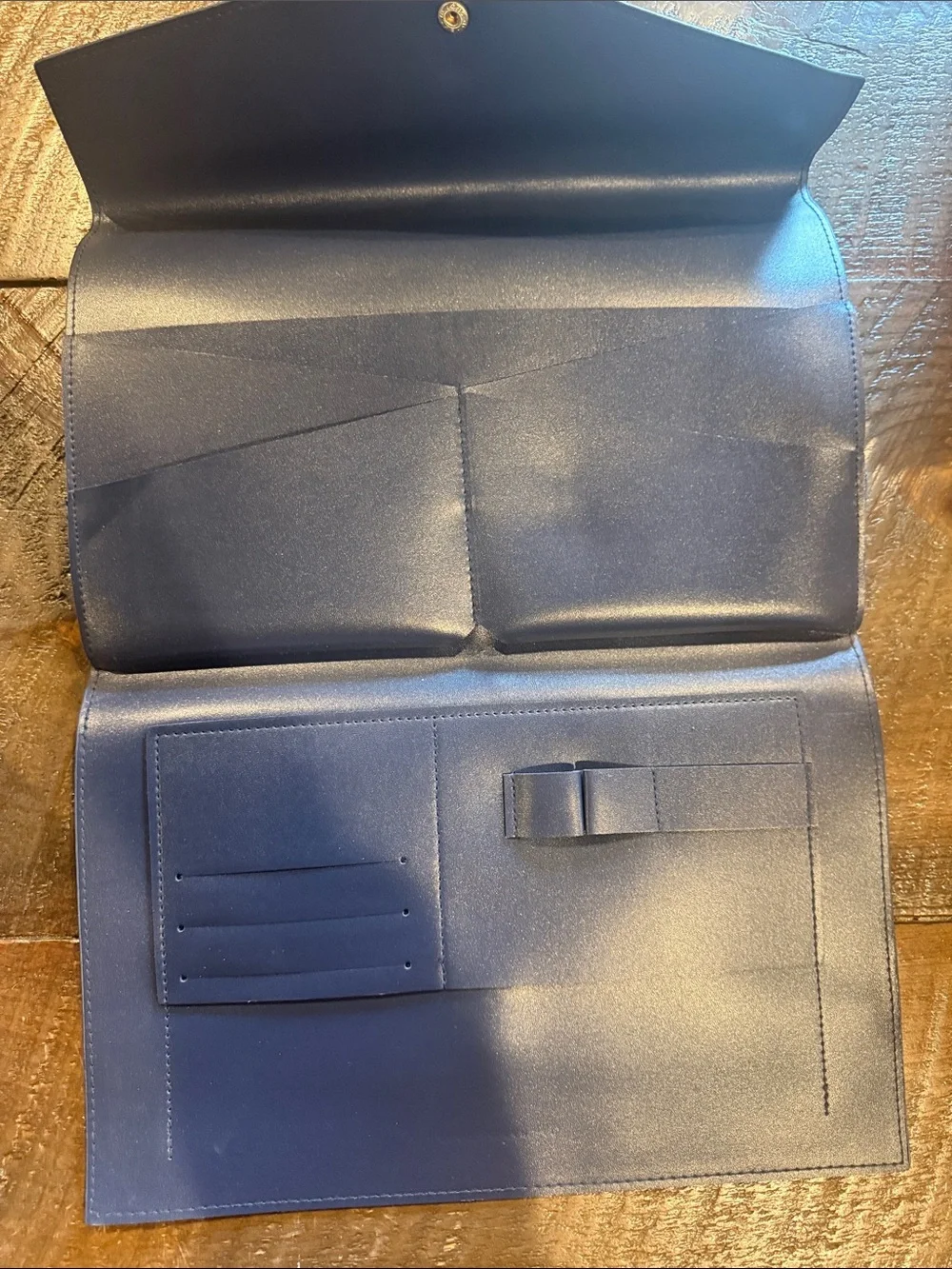Classic Navy Envelope Briefcase with Gold Snap- NWOT